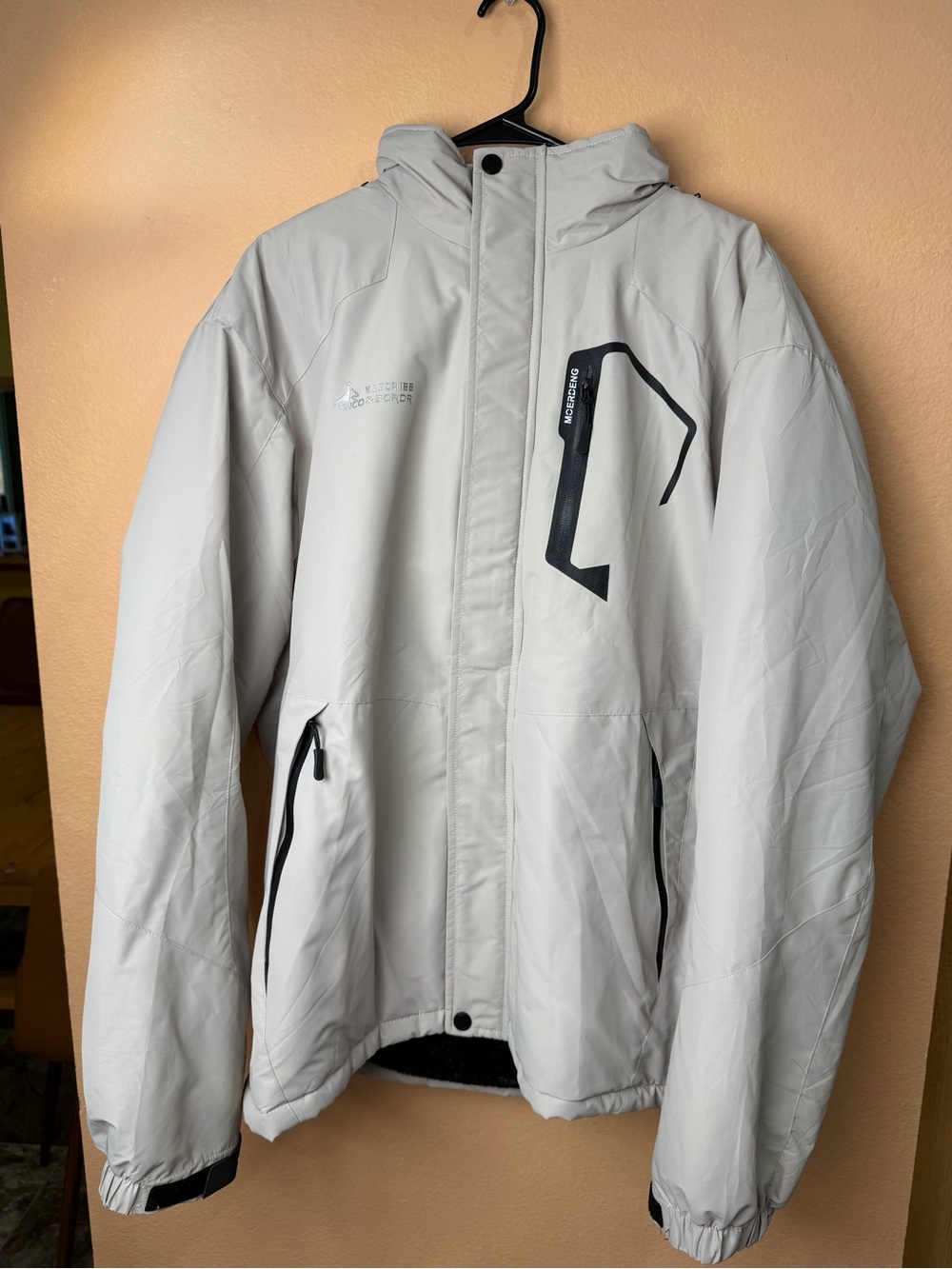 Men's XL Ivory removable Hooded Winter Jacket - Arc'teryx Style